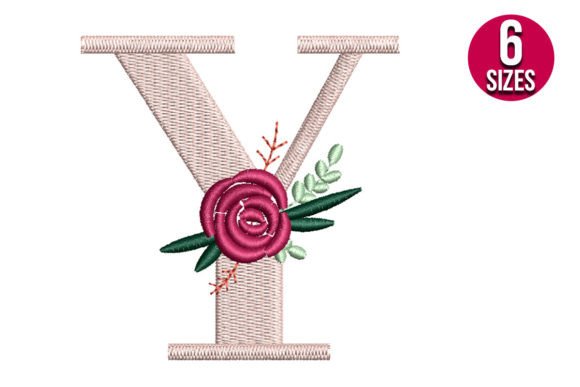 Floral Alphabet Y Letter Review for Business Embroidery