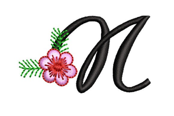 Floral Letter N: Elegant Embroidery for Personalized Gifts