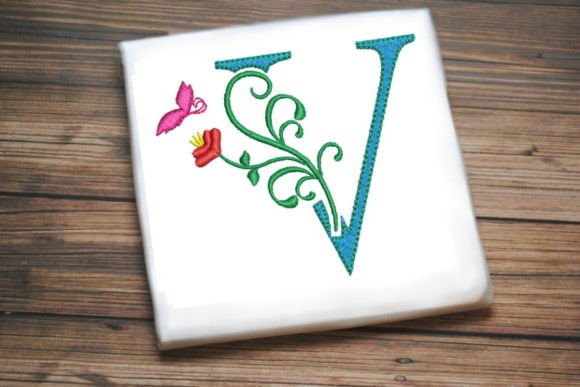 Floral Letter V with Butterfly Review