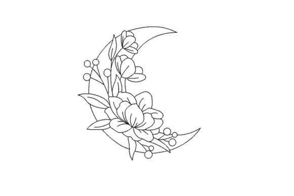 Moon with Flowers: A Timeless Embroidery Design for Meaningful Gifts